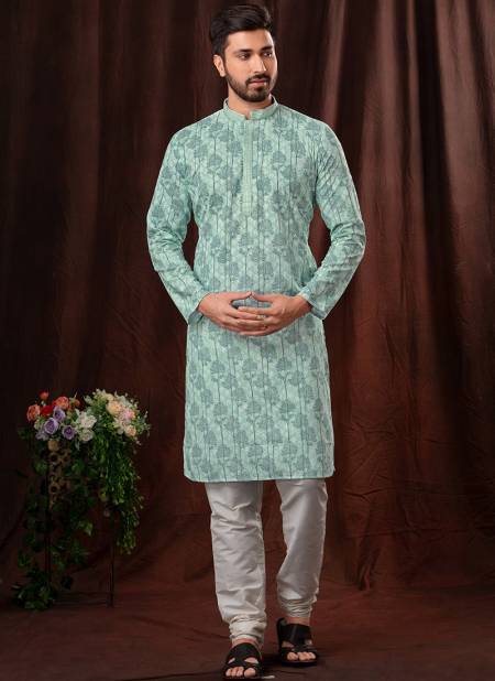 Sea Green Colour Venecia New Latest Designer Ethnic Wear Chikankari Kurta Pajama Collection 1517-16